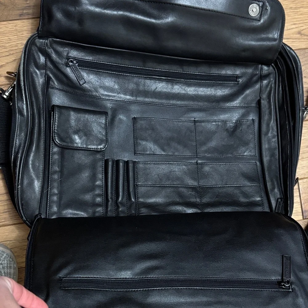 Passport Black Leather Briefcase